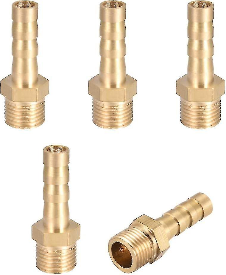 5pcs Brass Hose Barb Hose Connector Adapter 6mm Barbed X 1/8