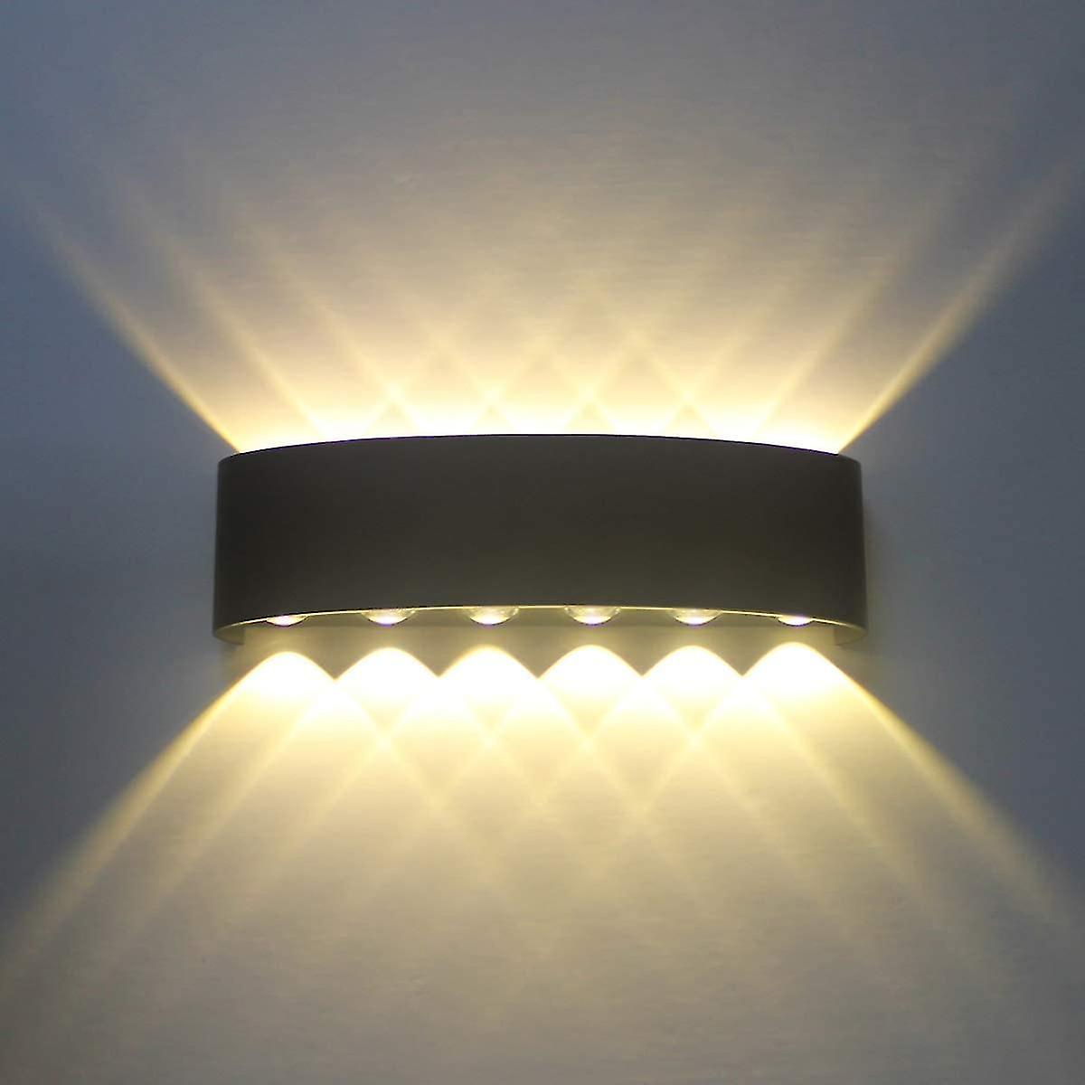 12w Black Led Indoor Wall Lamp Modern Wall Lamp， Aluminum Sconce Light， Up Down Spot Light Night Lamp For Living Room Bedroom Hall Staircase Pathway W