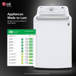 LG 5 cu.ft. Top Load Washer in White with Impeller NeveRust Drum andd TurboDrum Technology WT7150CW