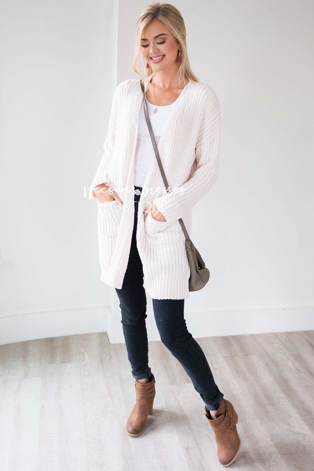 Open Front Chenille Knit Cardigan