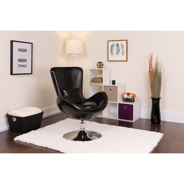 LeatherSoft Swivel Side Reception Chair with Bowed Seat