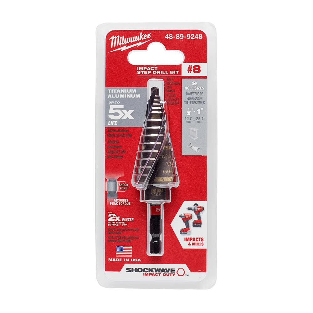 Milwaukee SHOCKWAVE Impact Duty Step Bit #8 1/8 - 1 in. 48-89-9248 from Milwaukee