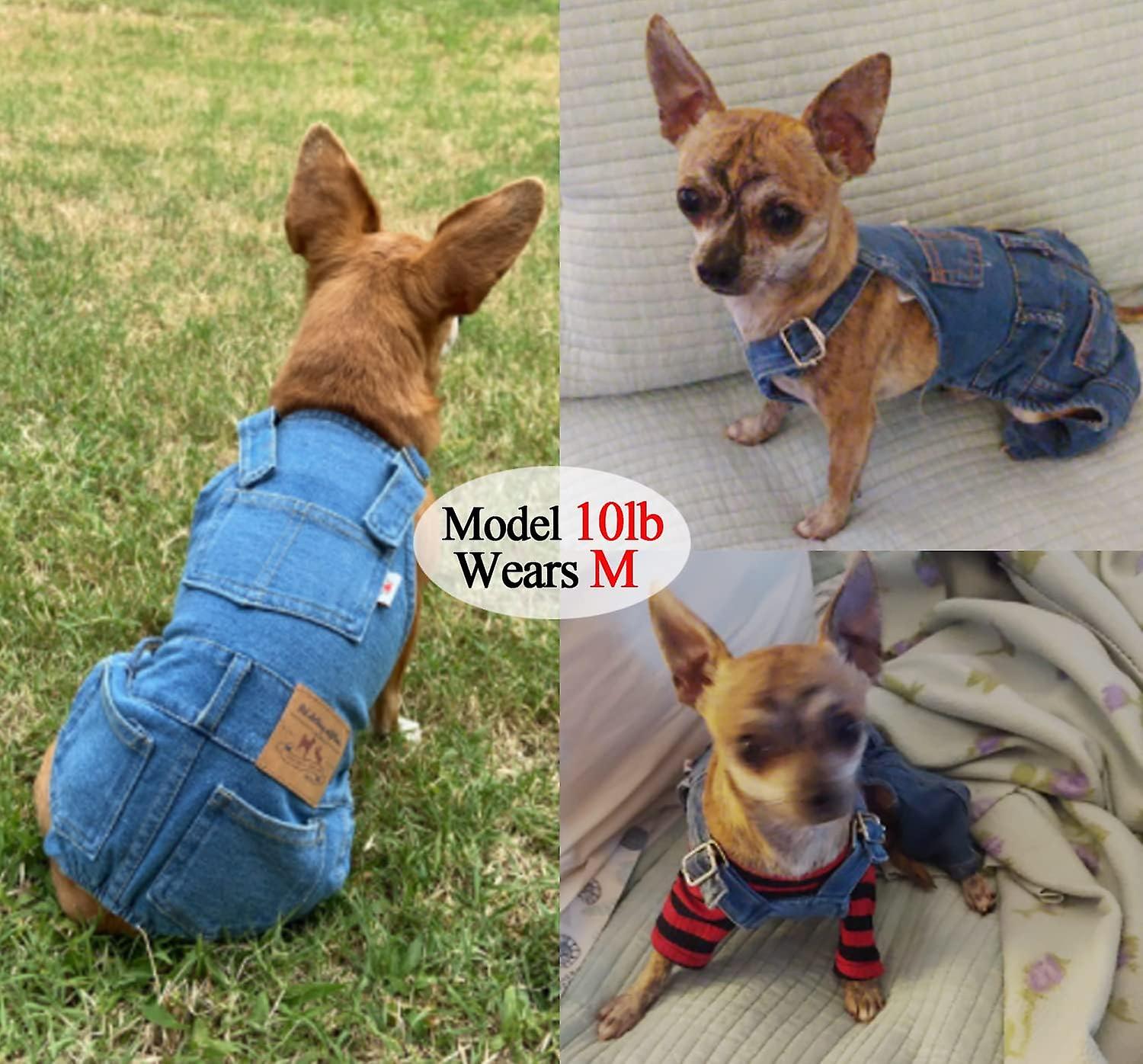 Dog Shirts Clothes Denim Overalls， Pet Jeans Onesies Apparel， Puppy Fashion Comfortable Blue Pants Clothing For Dogs Cats Boy Girl (blue， Medium)