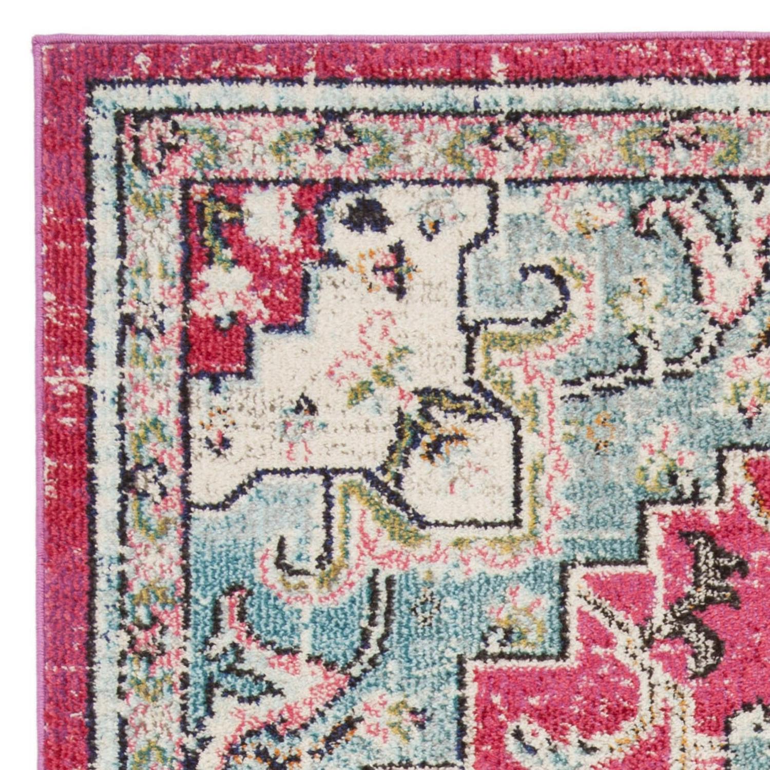 SAFAVIEH Madison Dalia Vintage Traditional Area Rug， Fuchsia/Blue， 53 x 76