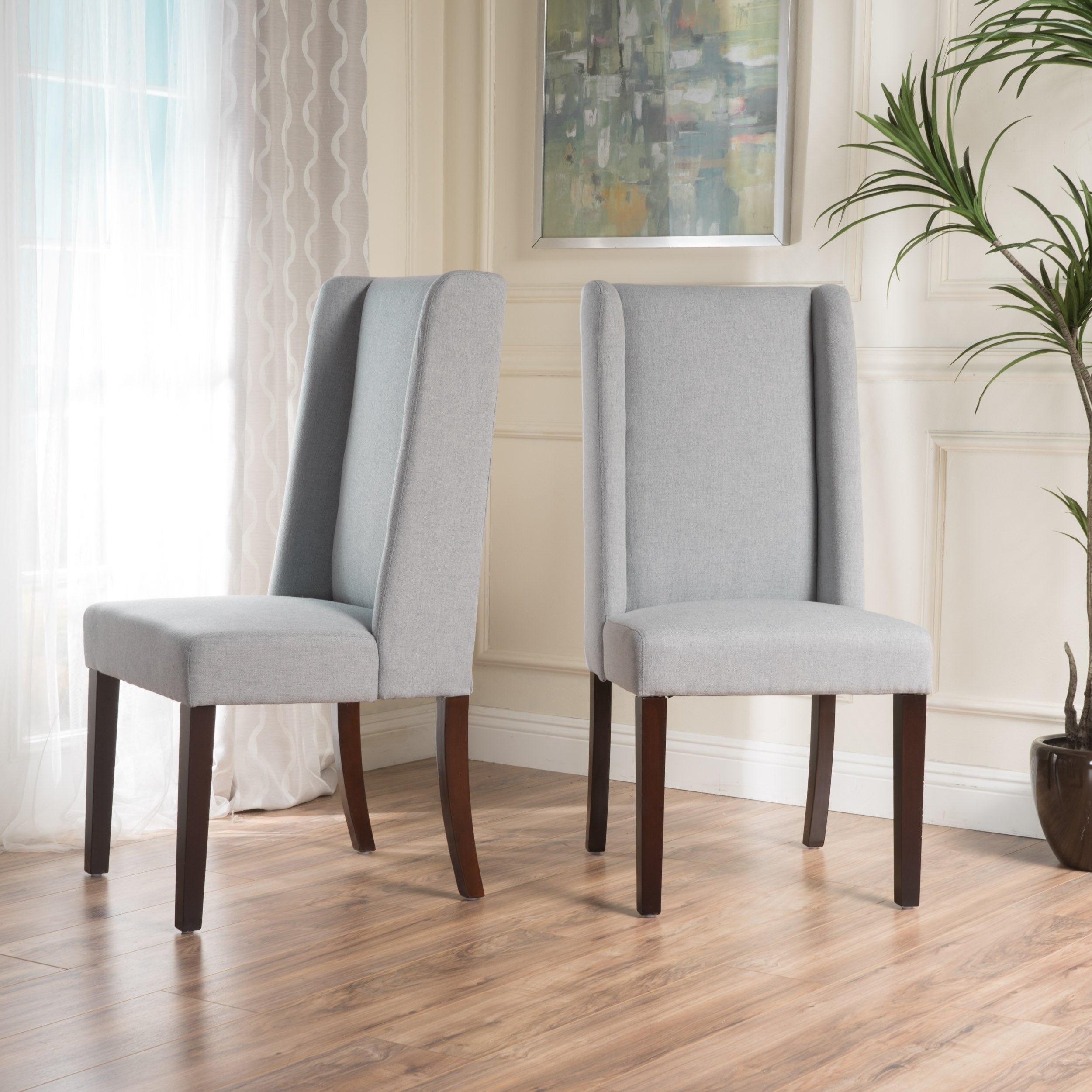 Rory Contemporary Fabric Upholstered Wingback Dining Chairs (Set of 2)