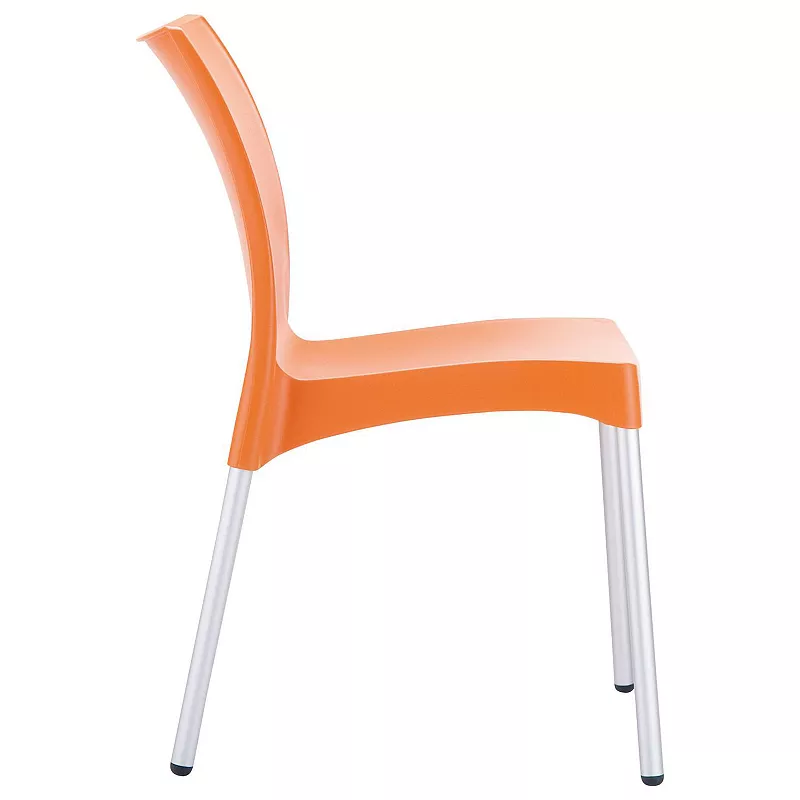 31.5 Orange and White Stackable Outdoor Patio Armless Dining Chair