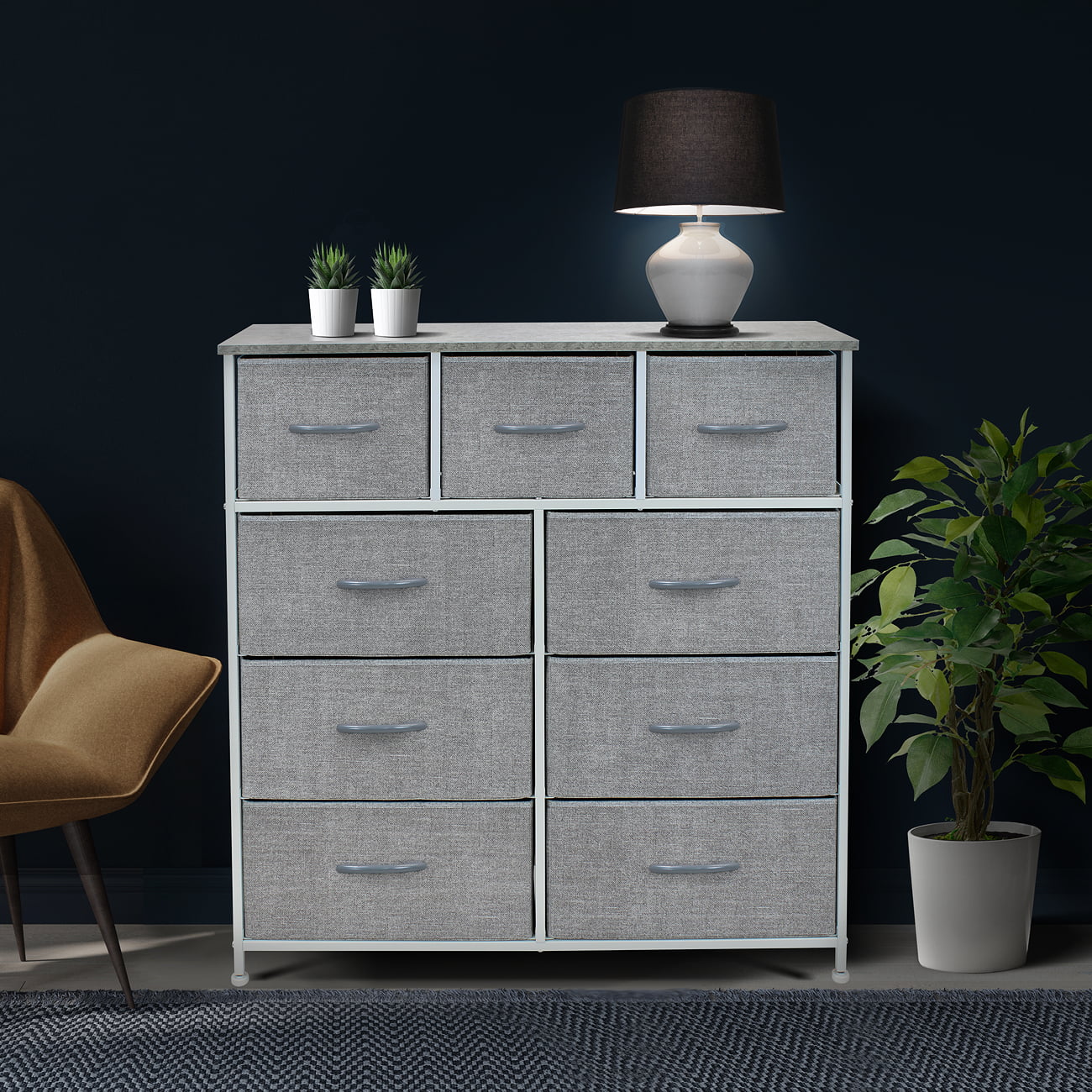 Sorbus Dresser with 9 Drawers- Grey