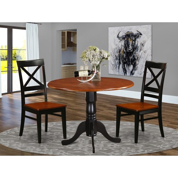 3-Pieces Kitchen Table Set Contains a Pedestal Dining Table and 2 Wooden Dining Chairs (Finish Option)