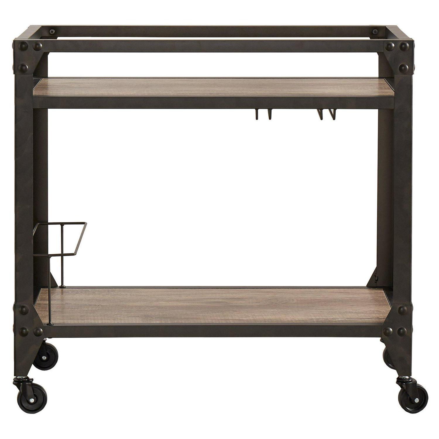 Weston Home Charcoal Metal and Wood Bar Cart