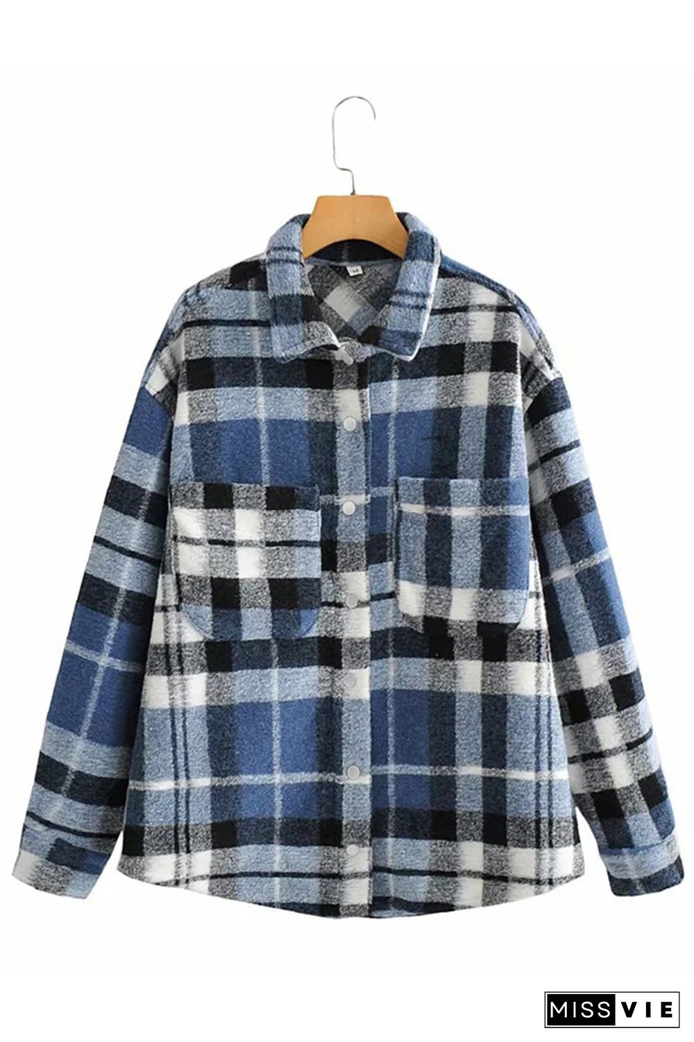 Plaid Single-breasted Thick Coat Women Shacket Jacket Wholesale