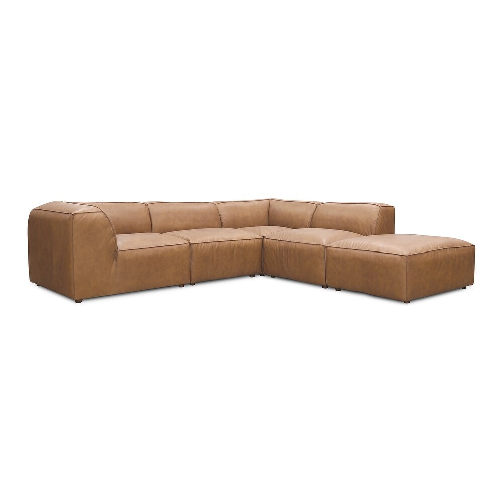 Aurelle Home Fromatta Modular Leather 5 Piece Large L Shape Sectional   8' x 10'