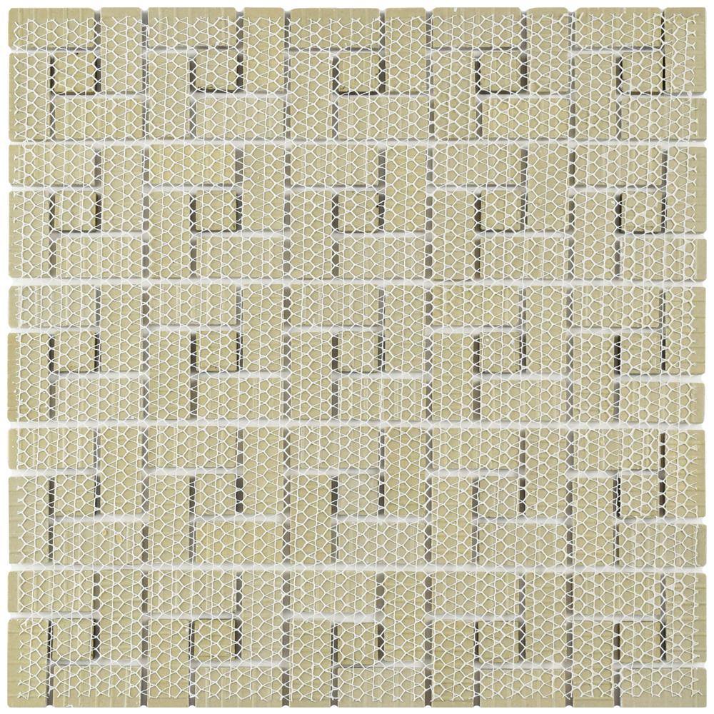 Merola Tile Spiral Blue and White 12-12 in. x 12-12 in. Porcelain Mosaic Tile (11.1 sq.ft. Case) FKOMSP24