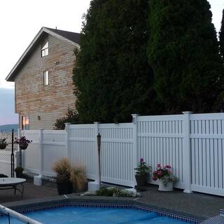 Weatherables Huntington 6 ft. H x 8 ft. W White Vinyl Semi-Privacy Fence Panel Kit PWSP-SEMI-6X8