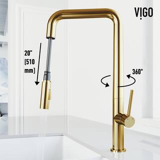 VIGO Parsons Single Handle Pull-Down Sprayer Kitchen Faucet in Matte Brushed Gold VG02031MG