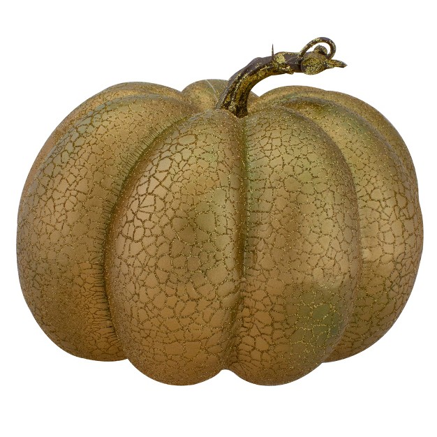 Gold Crackled Fall Harvest Pumpkin Decoration