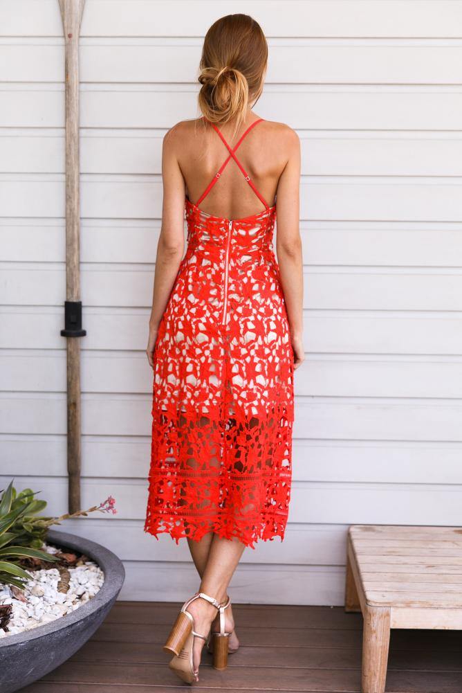 Lacey Baby Maxi Dress Red