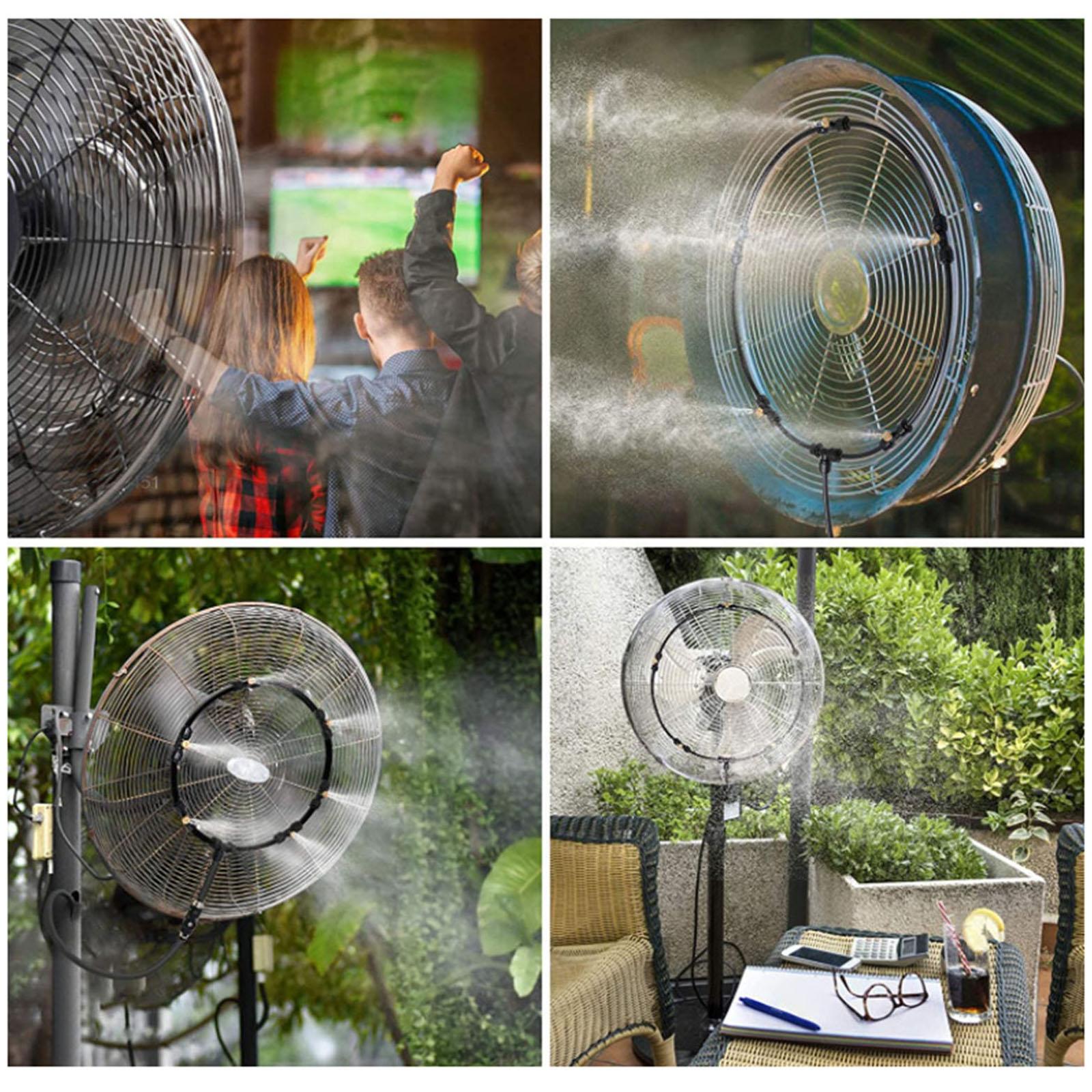 Fan Misting for a Cool Patio 26.2FT (8M) Misting Brass Nozzle and Adapter， Outdoor Fan， Fan Misters for Cooling Outdoor Black