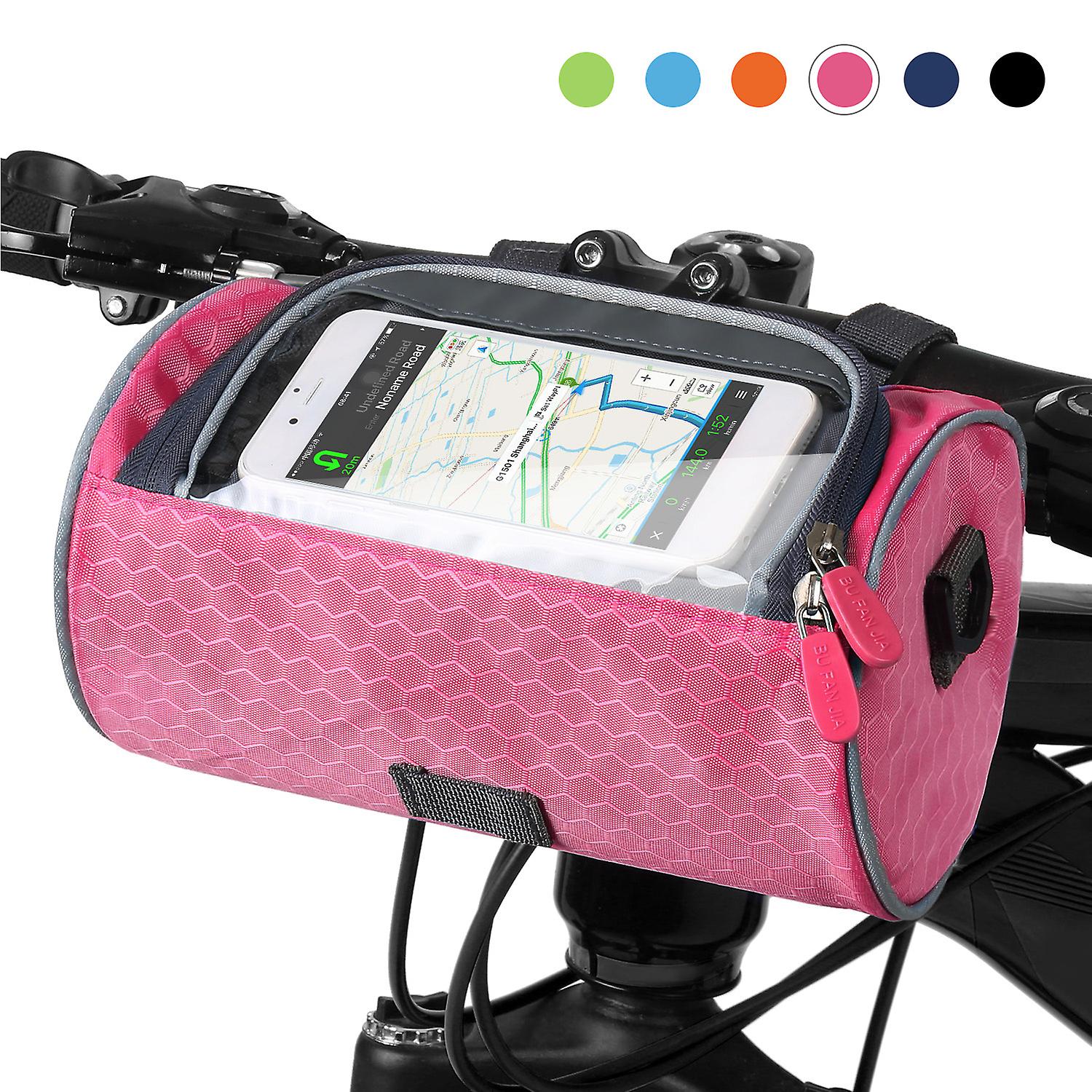 Waterproof Bike Handlebar Bag Bicycle Front Bag Touchscreen Phone Holder Bag Pack Shoulder Bag Mtb Cycling Storage Bag Pannier White