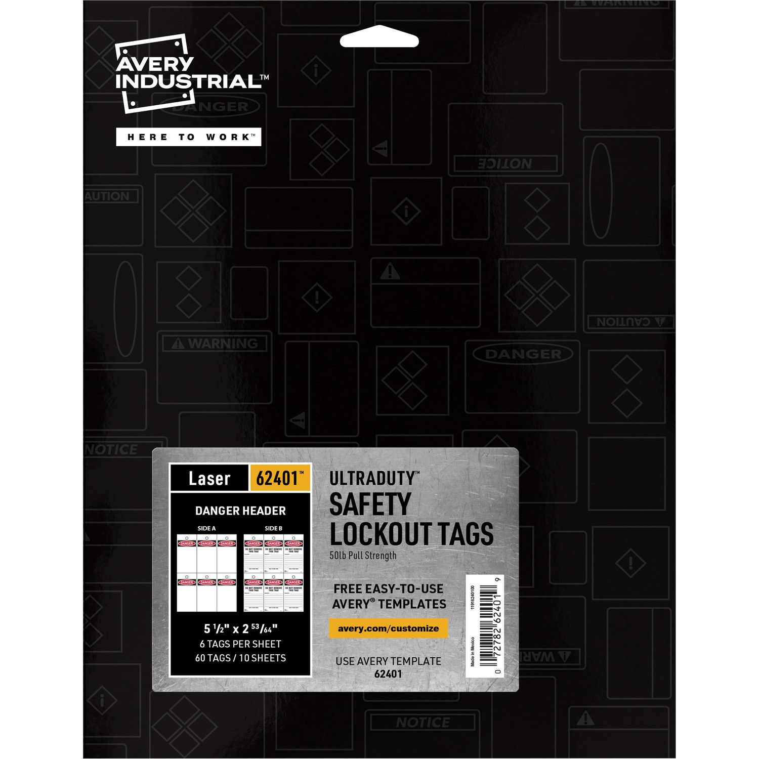 UltraDuty LOTO Prerinted DANGER Hang Tags by Avery AVE62401