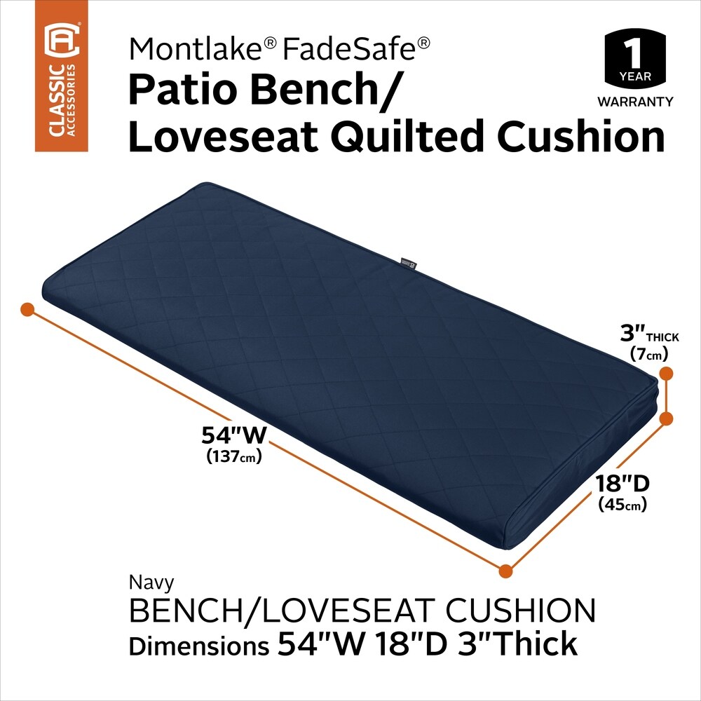 Classic Accessories Montlake FadeSafe Rectangle Settee/Bench Seat Quilted Cushion Lounge Cushion  54\