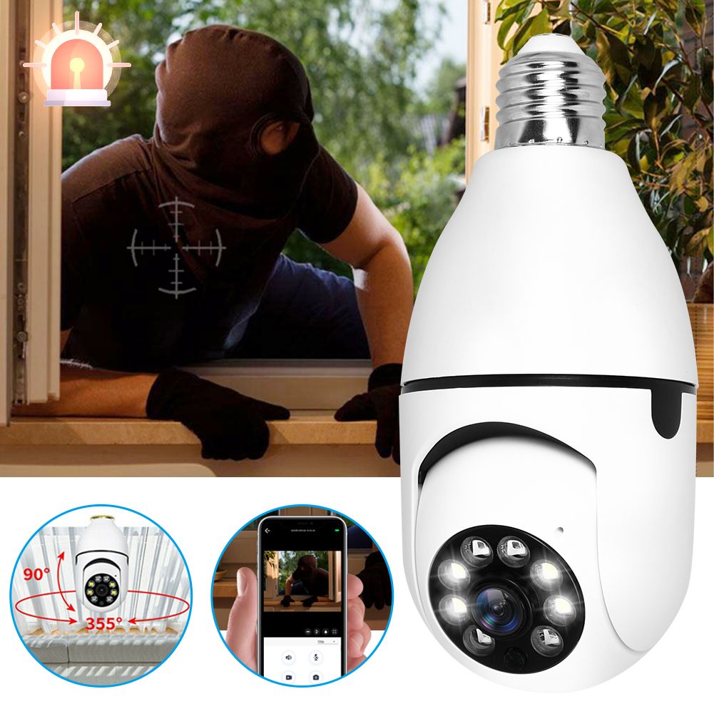 WiFi Light Bulb Camera - 1080P Wireless 360 Degree E27 Panoramic IP Camera