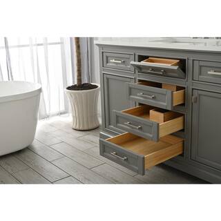 Design Element Milano 54 in. W x 22 in. D x 34 in. H Bath Vanity in Gray with White Quartz Top ML-54-GY