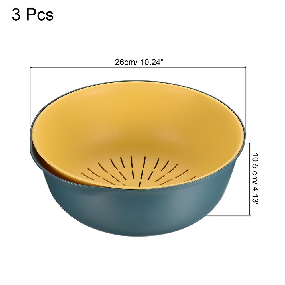 Kitchen Strainer Colander Bowl 3PCS Plastic Washing Bowl Food Strainer   26 x 10.5CM