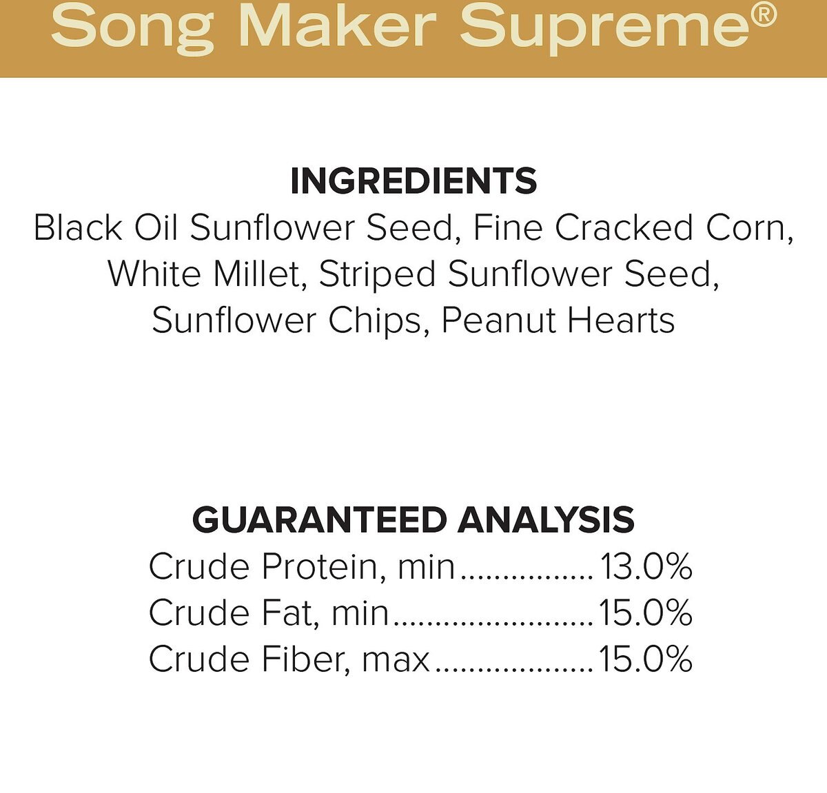 Blue Seal Song Maker Supreme Bird Food， 40-lb bag