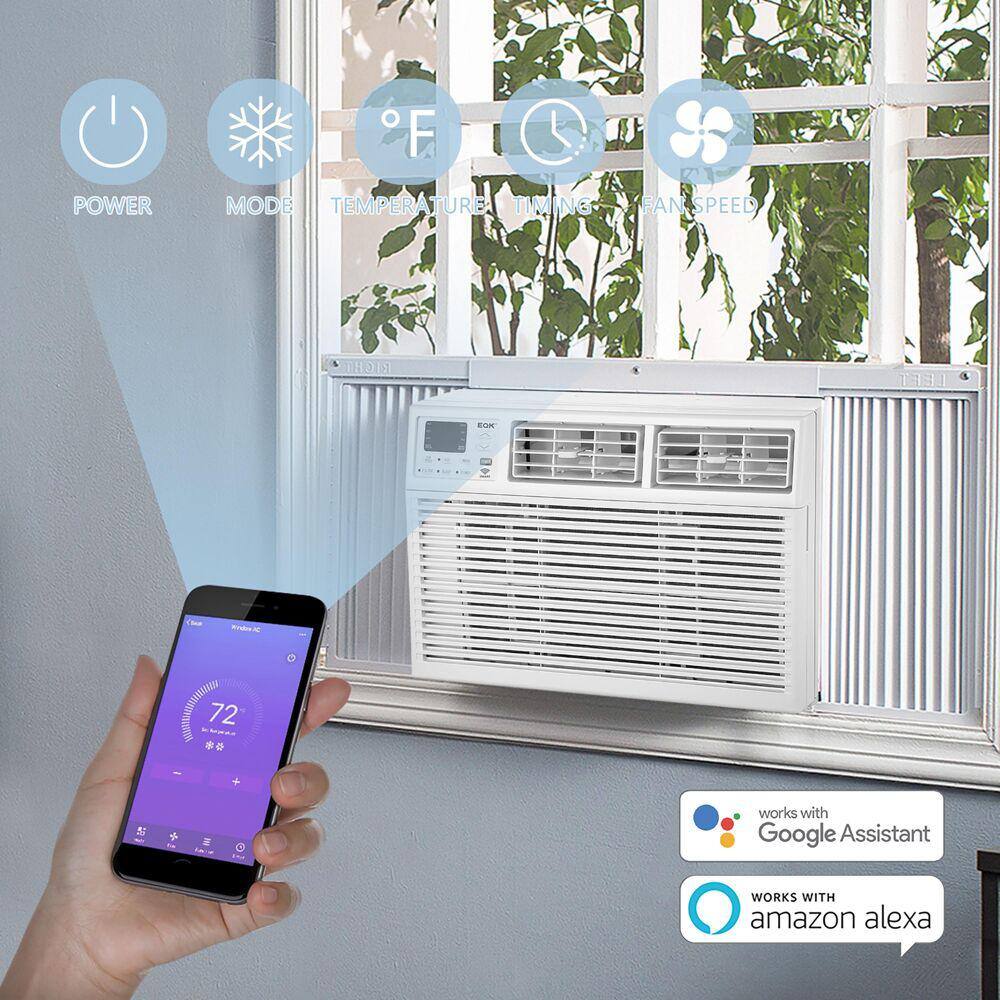 EQK 8000 BTU 115V SMART Window AC with Remote Wi-Fi and Voice Energy Star Cools Rooms up to 350 Sq. Ft. Timer EARC8RSE1