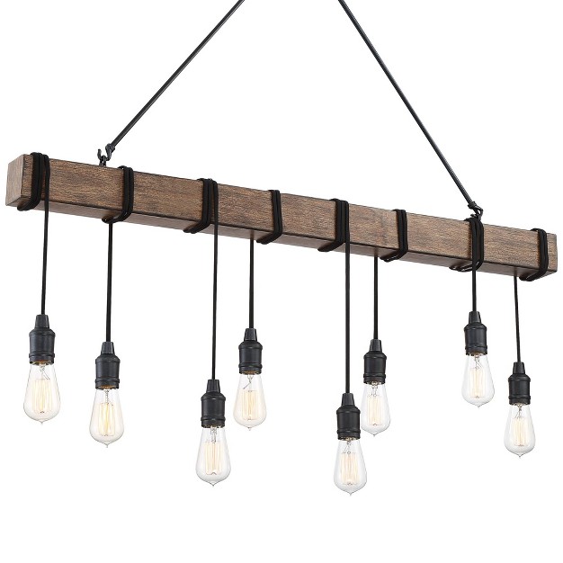 Wide Farmhouse Industrial Rustic 8 light Fixture For Dining Room Kitchen