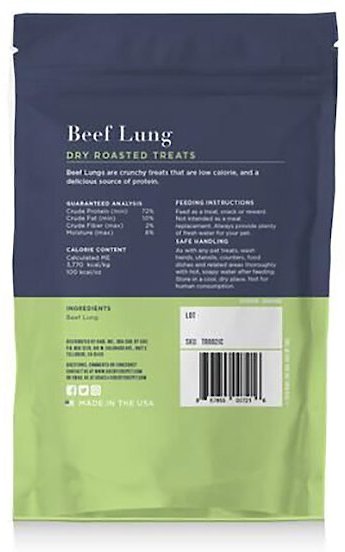 Side By Side Beef Lung Freeze Dried Dog Treats， 1.8-oz bag