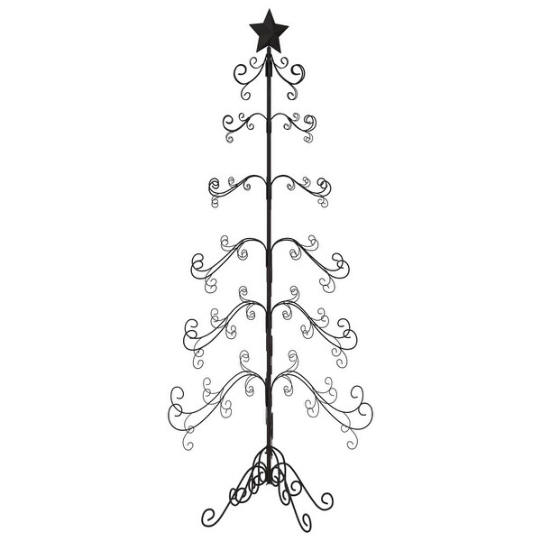 vidaXL Christmas Tree Modern Metal Ornament Tree Stand for Decoration Black