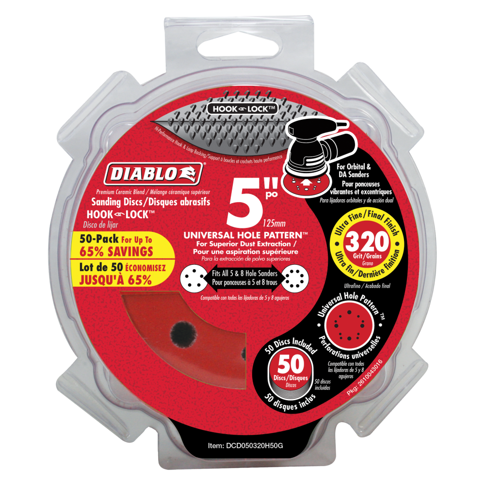 Diablo Tools 5 320 Grit (Super Fine)  ROS Hook and Lock Discs (50-Pack)