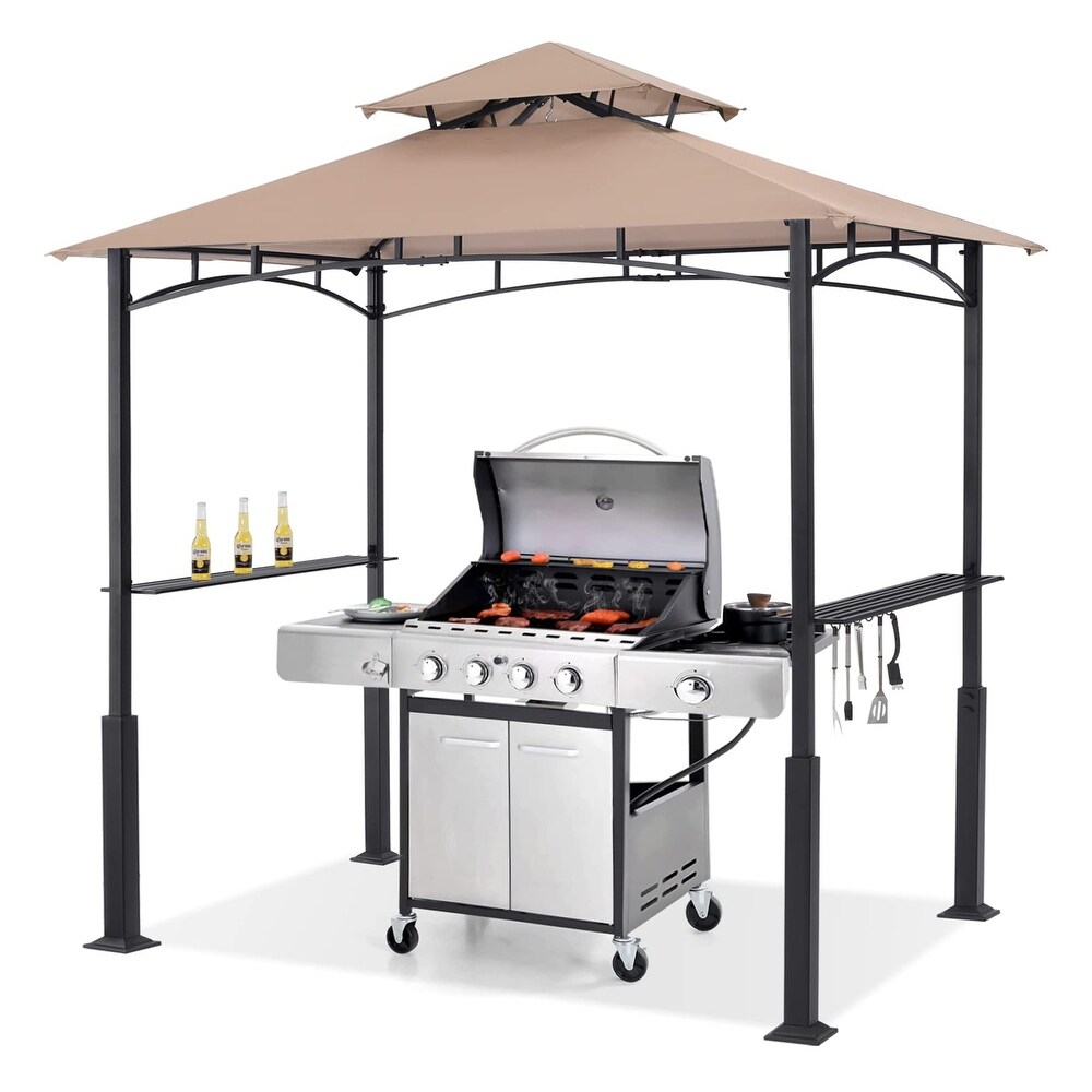 8'x 5' Outdoor Grill Gazebo Shelter with LED Light