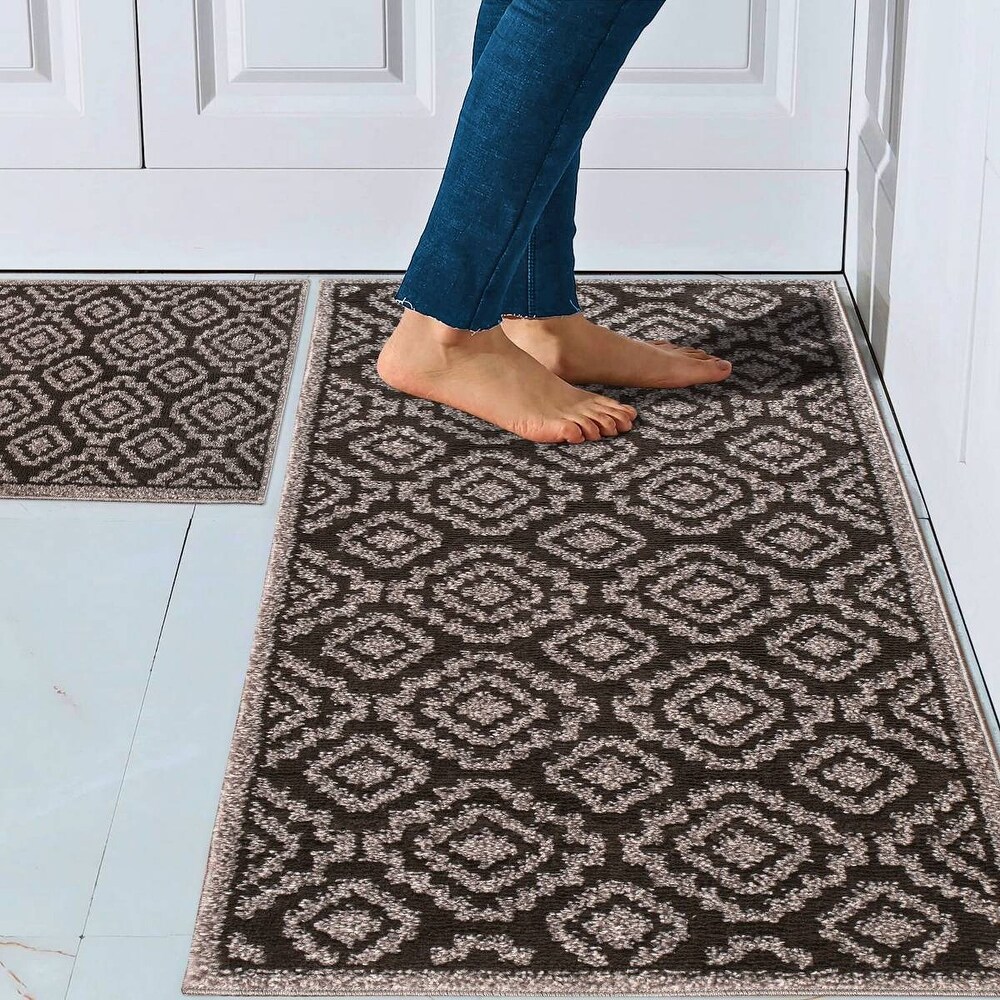 Sofihas Non Slip Kitchen Rug Sets and Mats 2 Piece Washable Rug Set with TPE Backing