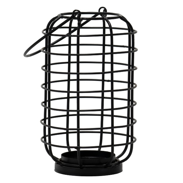 Black Round Metal Wire Pillar Candle Holder With Handle Foreside Home amp Garden