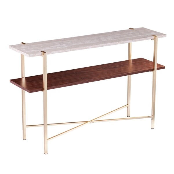 SEI Furniture Aldea Faux Marble Console Table w/ Storage