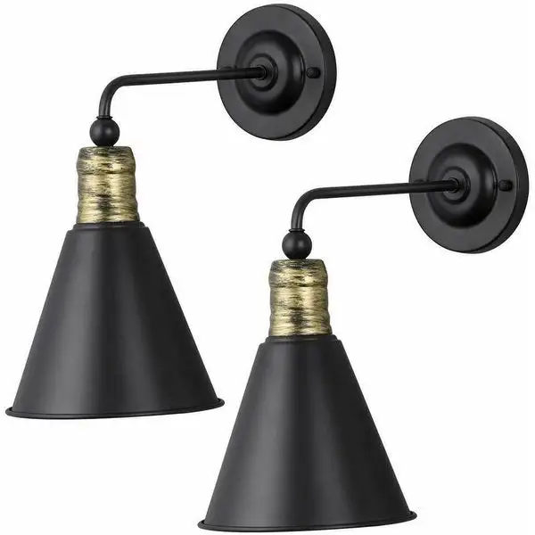 Hardwired Wall Lamp with Black Chrome Metal (Bulbs is Not Included)