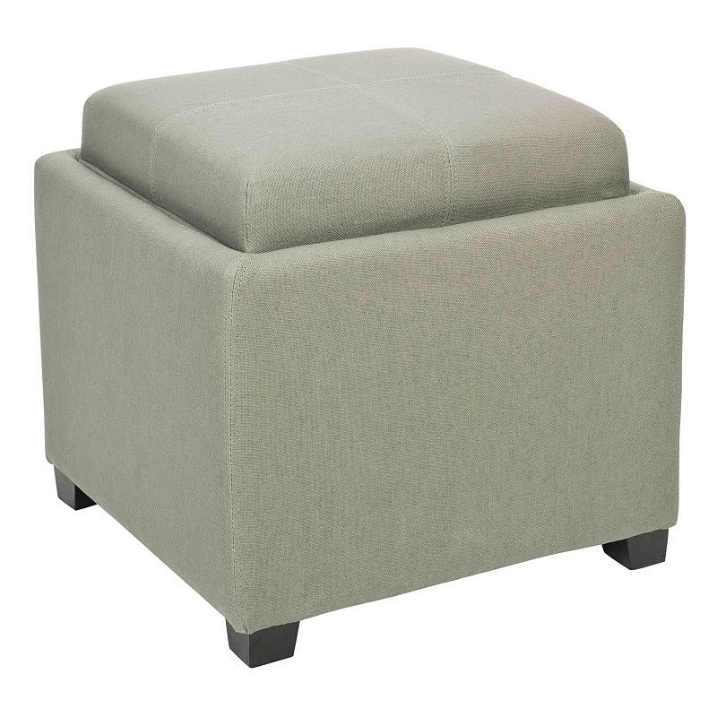 Safavieh Bennett Neutral Square Single Tray Storage Ottoman