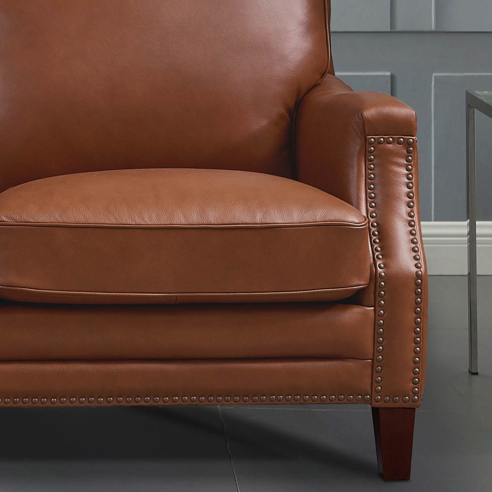 Hydeline Camano Top Grain Leather Loveseat With Feather  Memory Foam and Springs