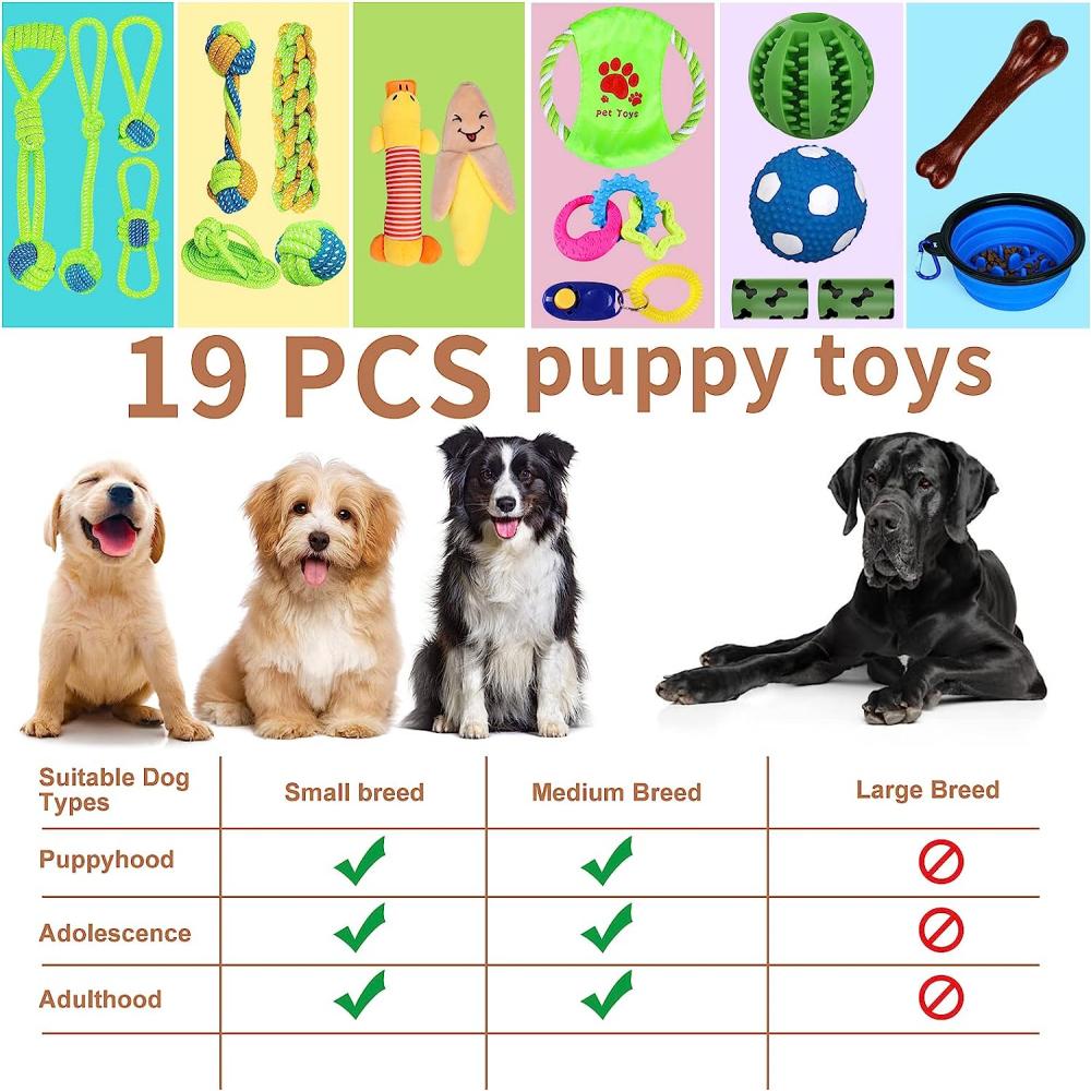 Puppy Chew Toys For Teething， 19 Packs Puppies Chew Toys for Boredom，Interactive Washable Tough Teething Dog Rope Toys，for Puppies Small Medium Dogs