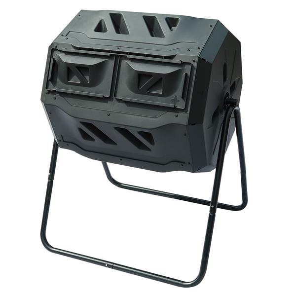 42 Gallon Large Outdoor Dual Chamber Compost Bin, Garden Patio Rotary Composter