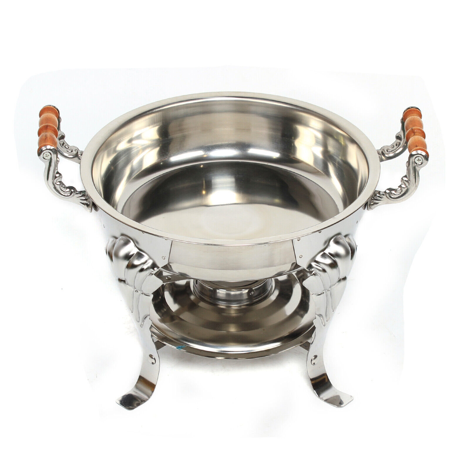 Oukaning Chafing Dish Stainless Steel Buffet Catering Tray Chafer Food Warmer Container Silver Rotate 30cm