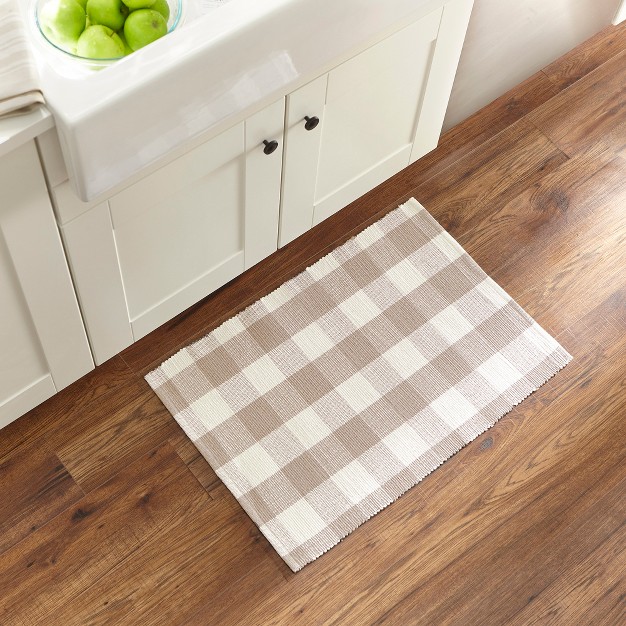 Farmhouse Living Buffalo Check Woven Kitchen Mat Elrene Home Fashions