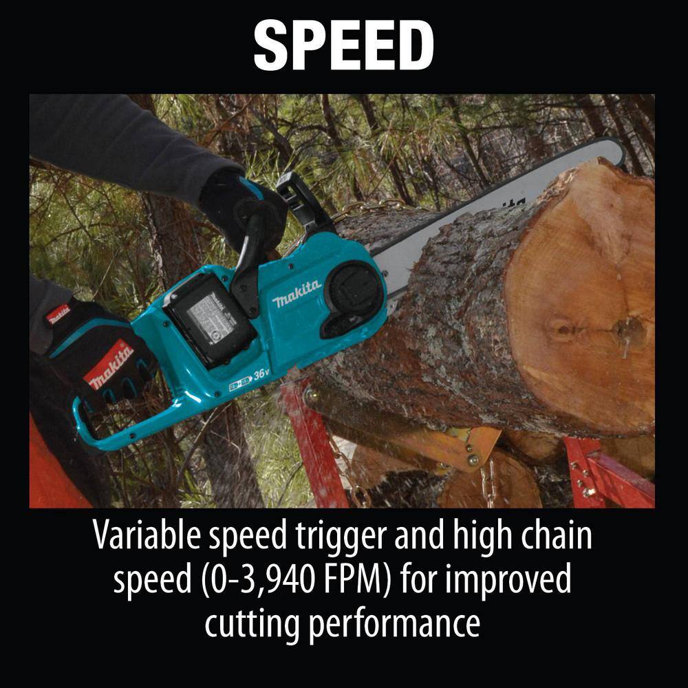 Makita LXT 16 in. 18V X2 (36V) Lithium-Ion Brushless Battery Electric Chain Saw Kit (4.0Ah) XCU04CM