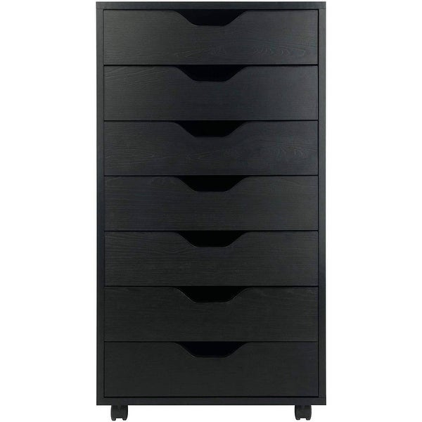 Modern Scandinavian Style 7-Drawer Storage Cabinet Chest in Black Finish - - 36214958