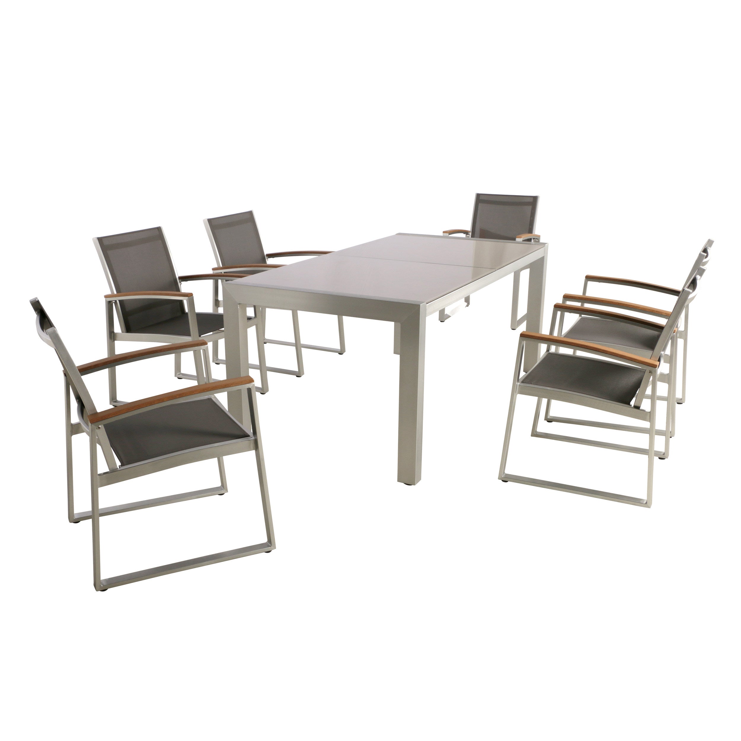 Moore Outdoor 7-Piece Aluminum Dining Set with Glass Table Top