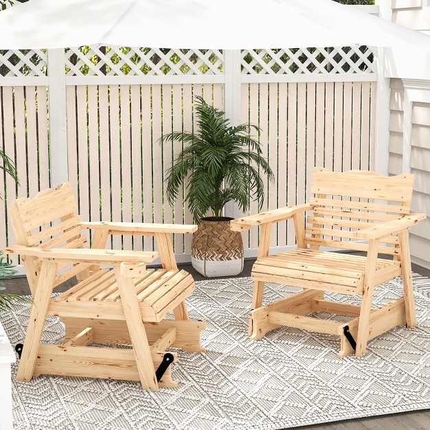 Costway Patio Outdoor Wood Slat Rocking Chair Porch Rocker Curved Seat 330 Lbs