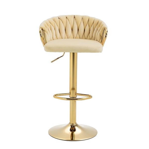 4 Set Adjustable Tufted Bar Stool with Back