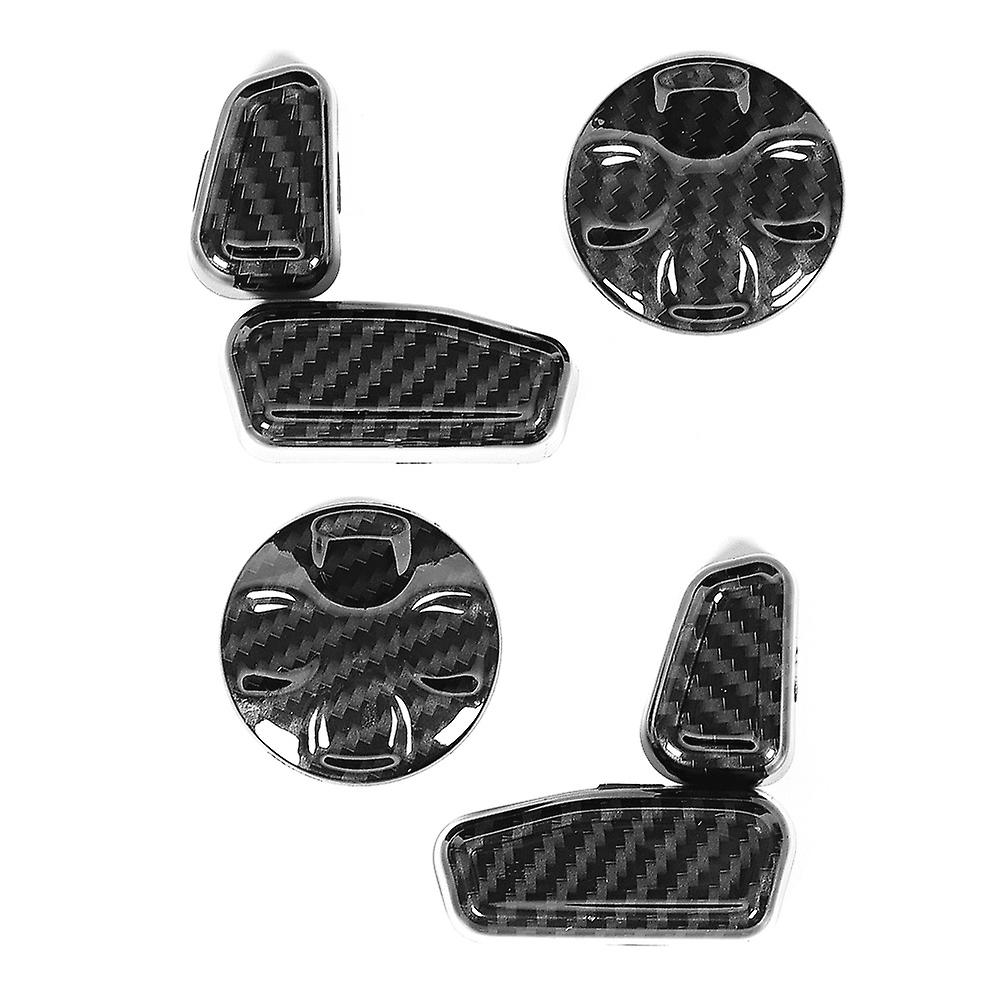 6pcs/set Carbon Fiber Pattern Car Seat Side Adjustment Handle Button Cover Trim Fit For Maserati Ghibli 2014-17